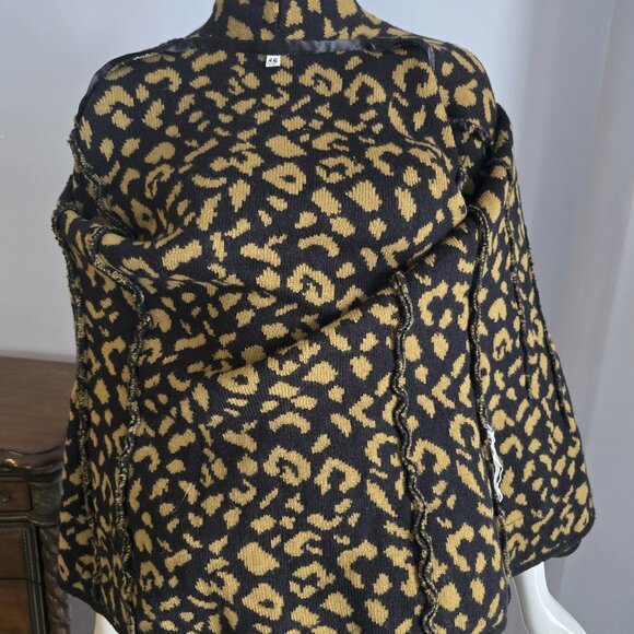 Leopard Print Shawl Collar Cardigan Wool Jacket - Picture 4 of 7